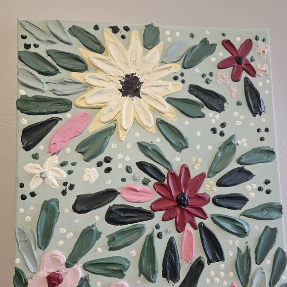 Textured hand made floral painting - Picture 3 of 10